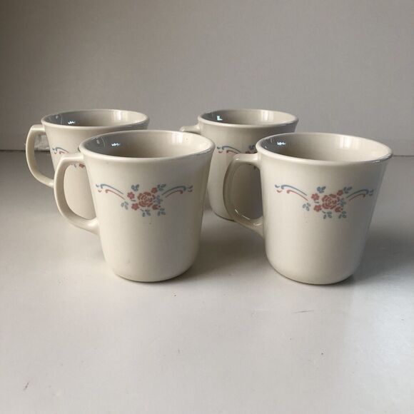 Corning Cups ~ USA ~ Floral ~ Blue And Pink Flower Ribbon ~ Delicate Timeless - Picture 4 of 10